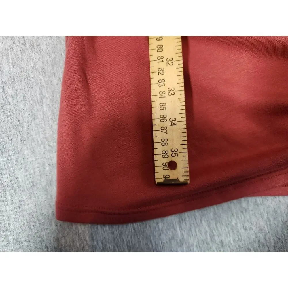 AXIS Rust Ruched Side Bodycon Dress Medium Short Sleeve Stretch Made USA - Picture 7 of 9